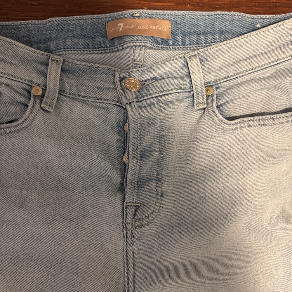 7 For All Mankind Light Blue Straight Leg Jeans - Picture 2 of 11
